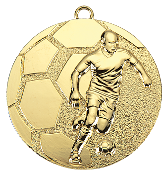 Medaljer 50 mm präglade - Fotboll - Guld, Silver och Brons