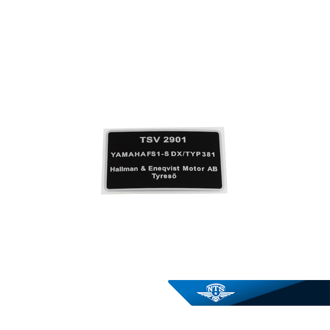 Typeskilt YAMAHA FS1-S DX / Type 381 TSV 2901