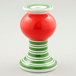 Lisa Larson (1996) Segmented Candleholder with Red/Green Decor 13 cm (3)