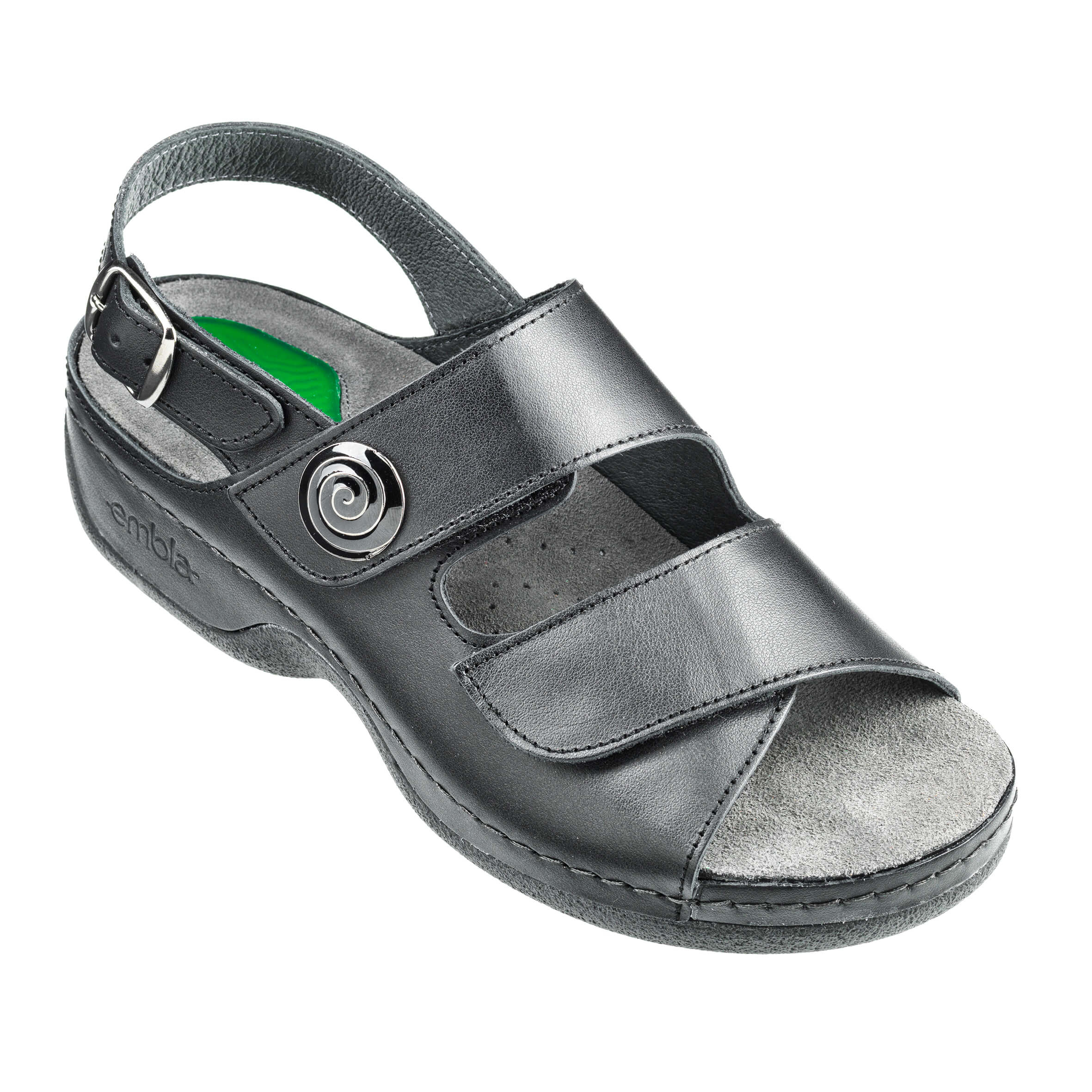 Damsandal Svart med hälrem - ergoflex gel