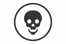 Symboletikett – Skrekk – selvklebende etikett med skrekk-symbol for merking av hyller og materiale.