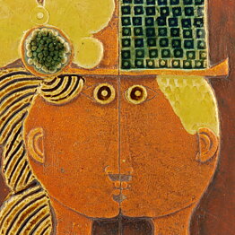 Stig Lindberg (1968) Wall Plaque with Kissing Couple Motif 28 cm