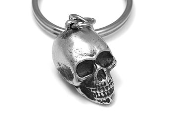Döskalle Nyckelring, Skelett Accessoar, Memento Mori Nyckelhållare i Tenn och Stål