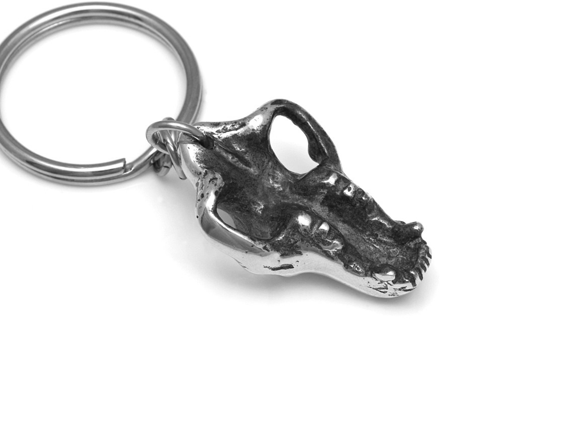 Björnskalle Nyckelring, Björn Accessoar, Djurskalle Nyckelhållare i Tenn och Stål - 3