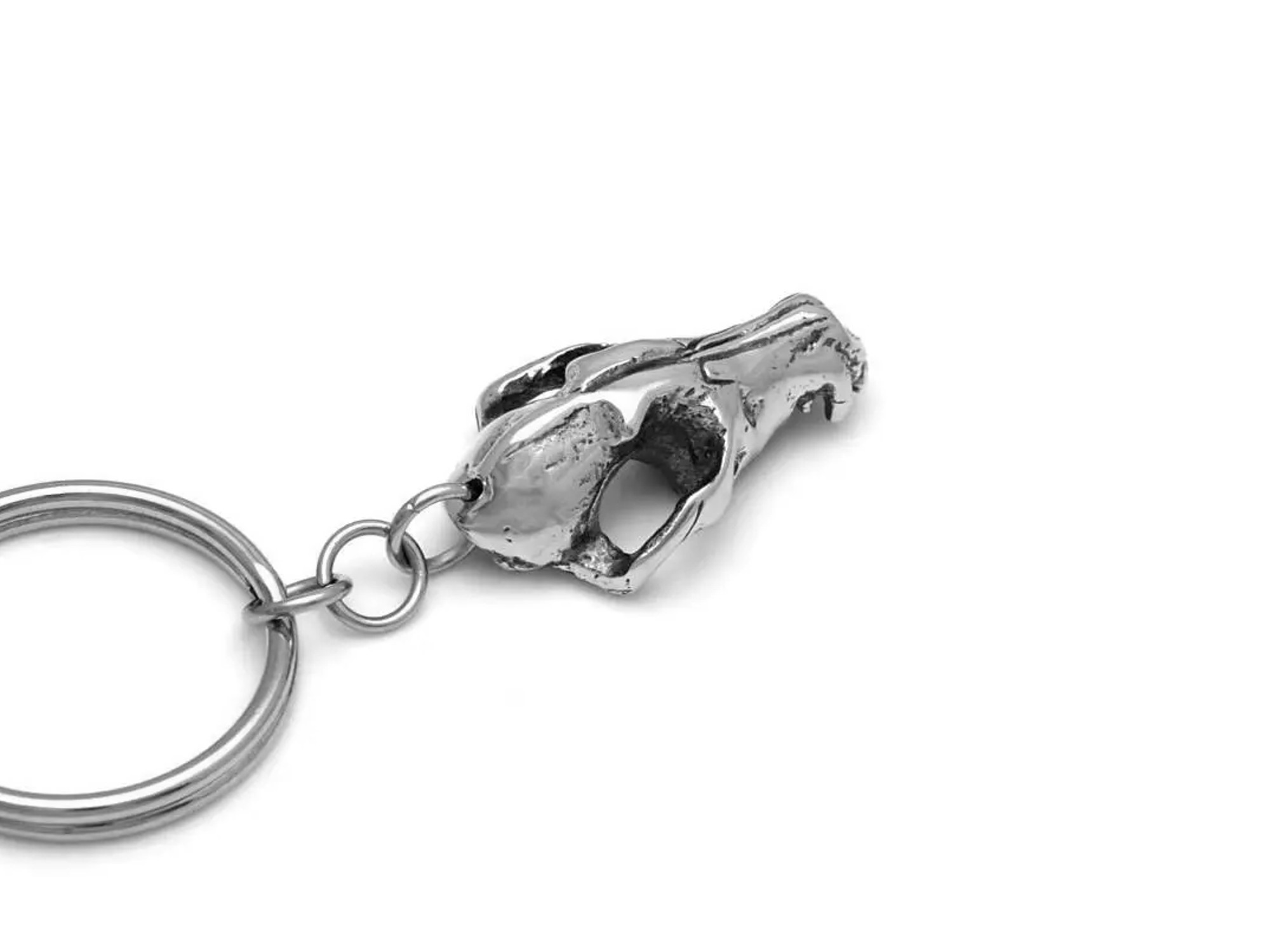 Rävskalle Nyckelring, Räv Accessoar, Djurskalle Nyckelhållare i Tenn och Stål - 4