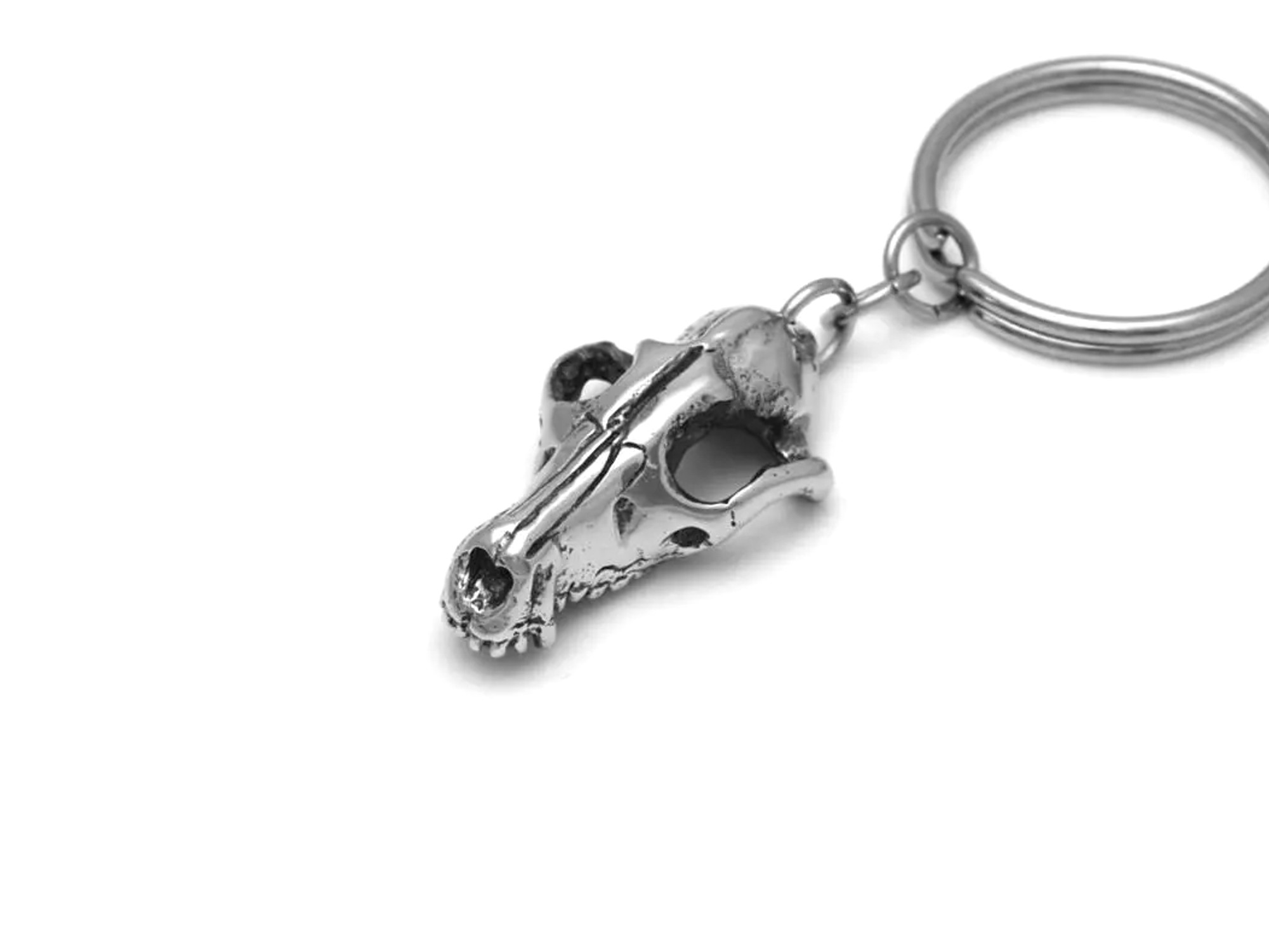Rävskalle Nyckelring, Räv Accessoar, Djurskalle Nyckelhållare i Tenn och Stål - 3