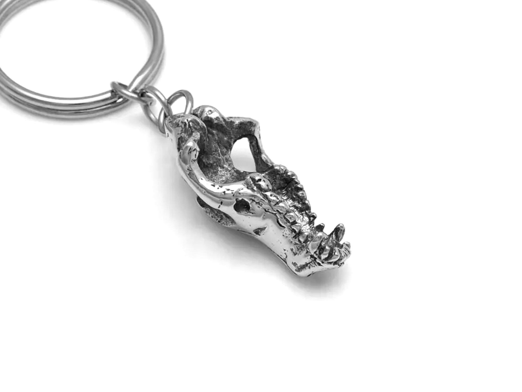 Rävskalle Nyckelring, Räv Accessoar, Djurskalle Nyckelhållare i Tenn och Stål - 5