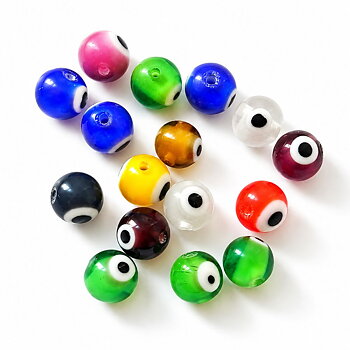 Glaspärlor evil eye färgmix 8 mm 10 st