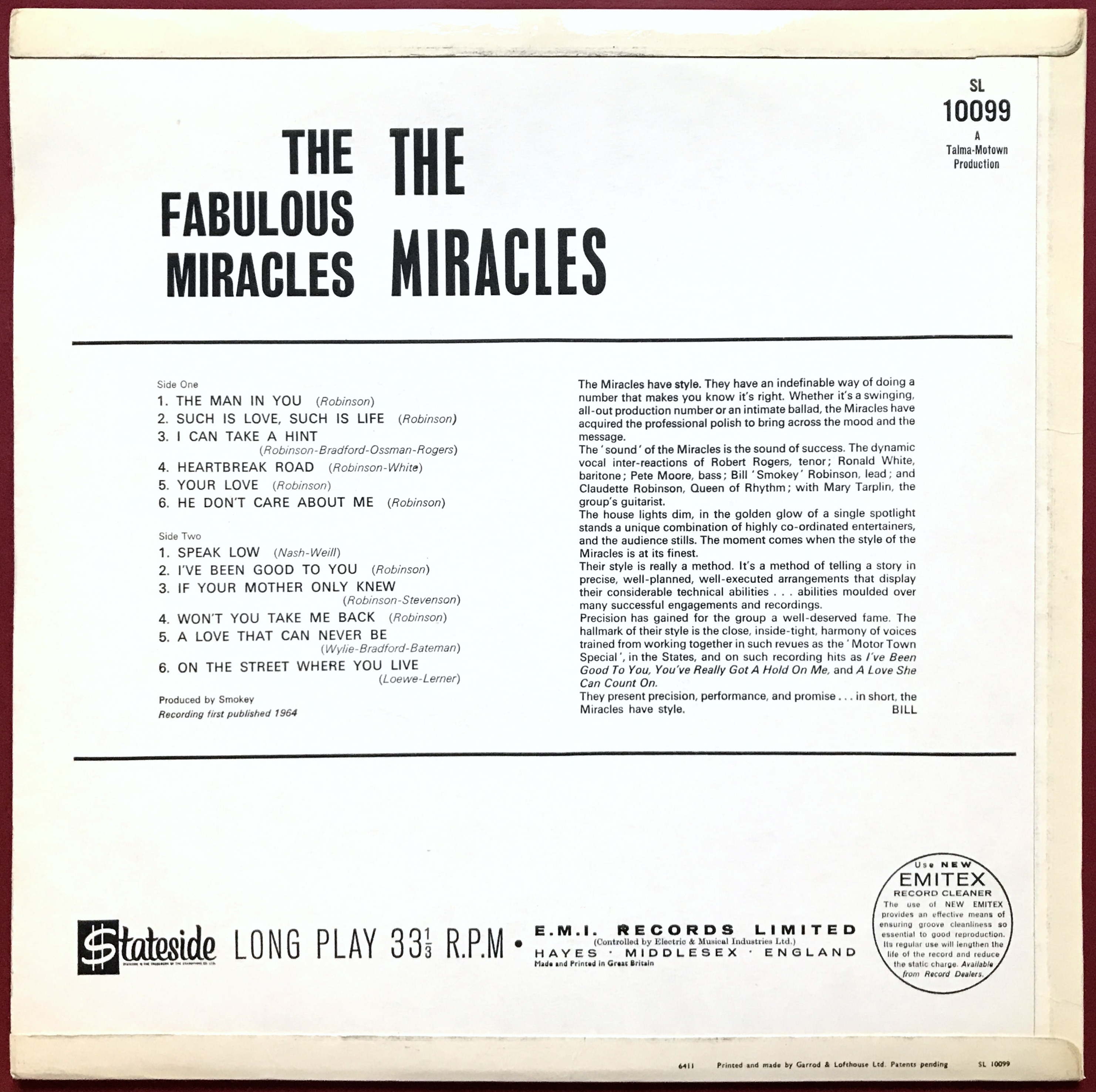 The MIRACLES - The fabulous Miracles UK-orig LP 1964 - 4