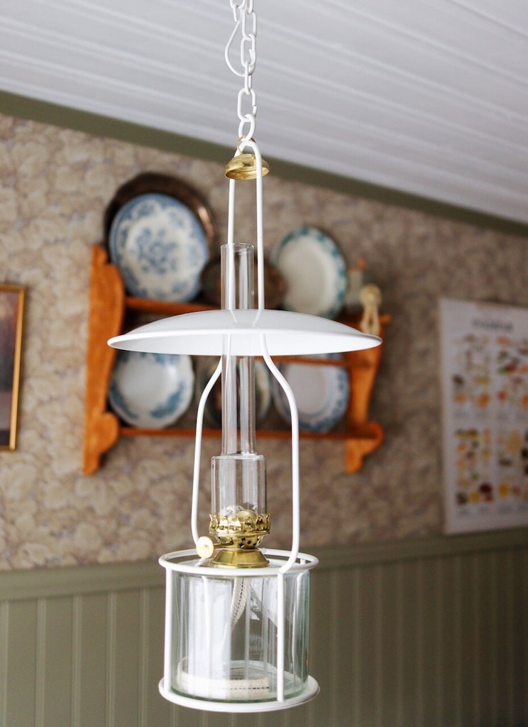 HANGING KEROSENE LAMP WITH STAND, WHITE - 2