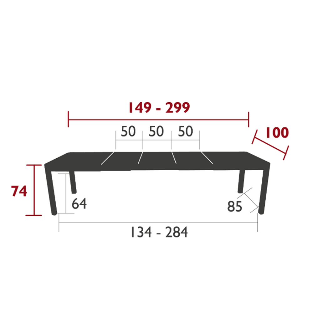 Ribambelle Bord XL  x 3 Utdragsskivor 149/299x100 cm - 5