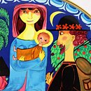 Stig Lindberg (Christmas Art 1981) Colorful Wall Plaque The Flight into Egypt 25 cm