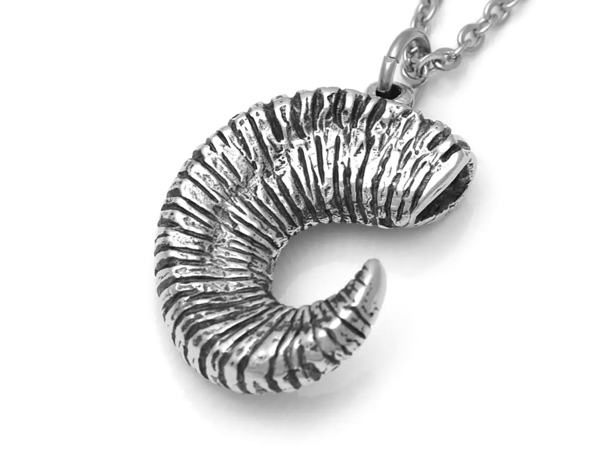Fårhorn Halsband, Får Horn Djur Smycke i Tenn
