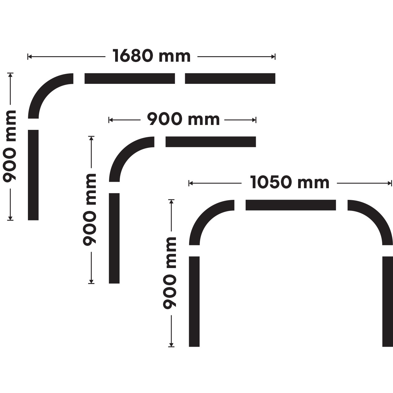 Curtain Rail Combi L/U ø22mm (chrome) - 2