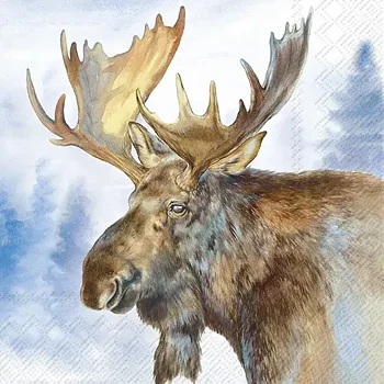 Älg servett med älg med vacker krona