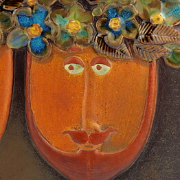 Stig Lindberg (1960s) Wonderful Wall Plaque "The Flower Couple" 27 cm