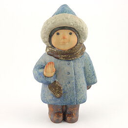 リサラーソン Sculpturesシリーズ 青いコートの女の子 4歳 置き物 オブジェ 1977年  20cm