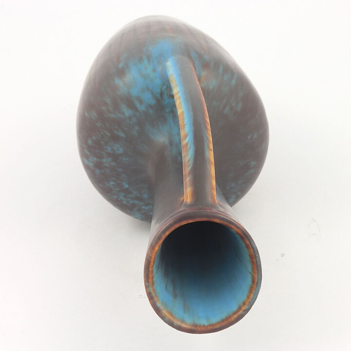 Gunnar Nylund (AXQ 1957) Brown/Turquoise Handle Vase 23 cm