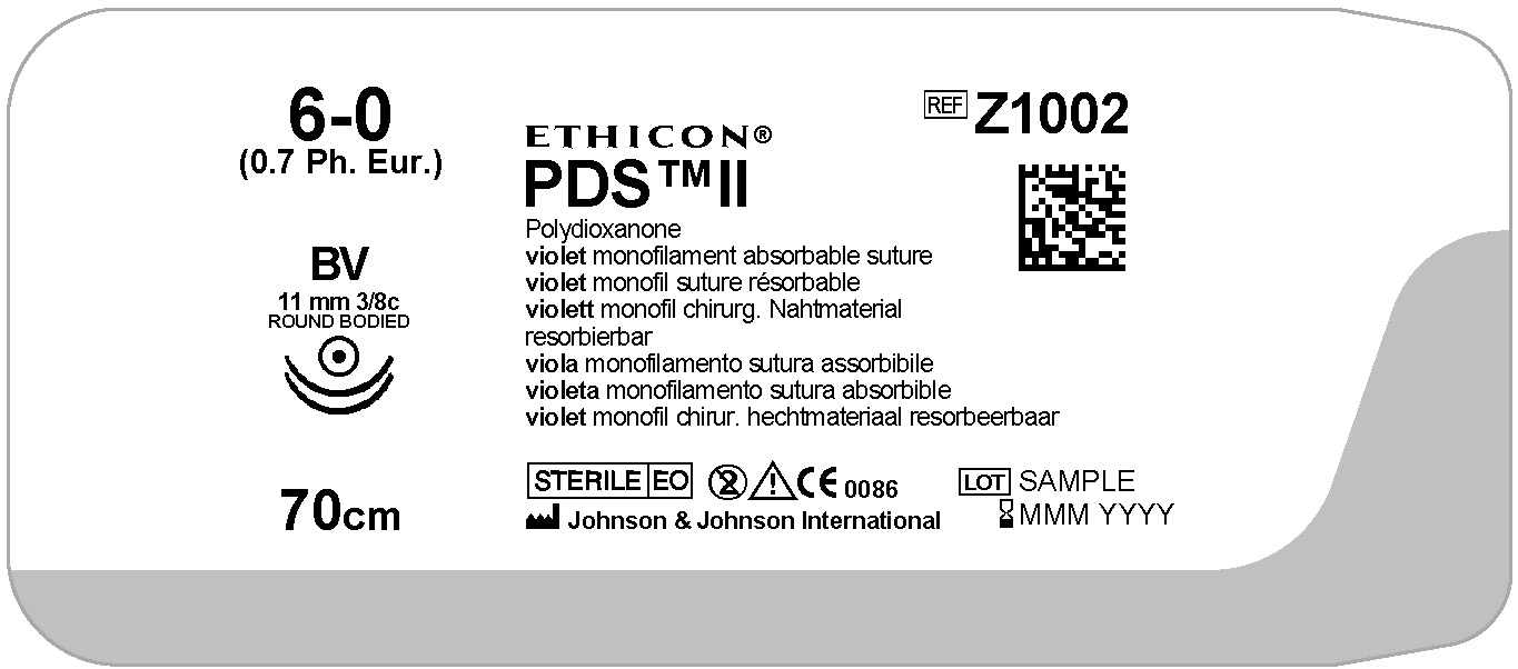 PDS II suture 6-0,  Z1002H, 2XBV 70CM