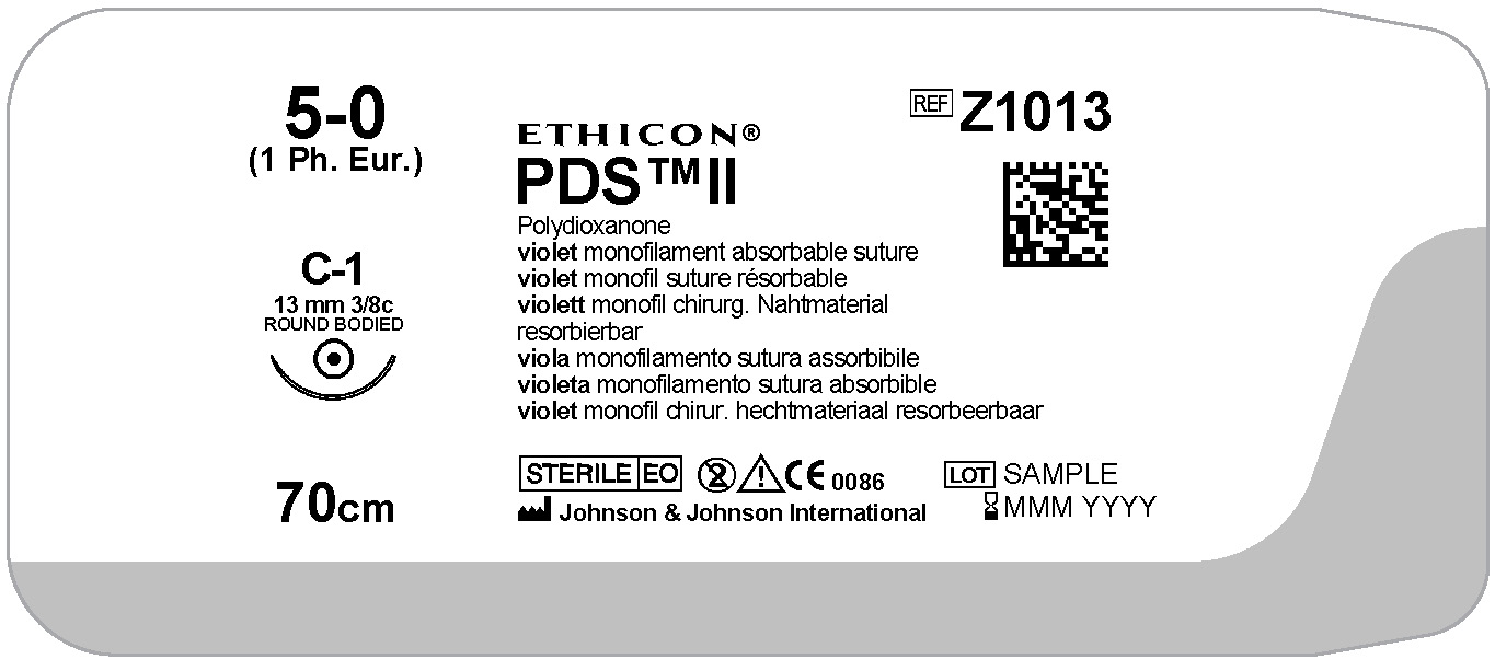 PDS II suture 5-0,  Z1013H, C-1 70CM