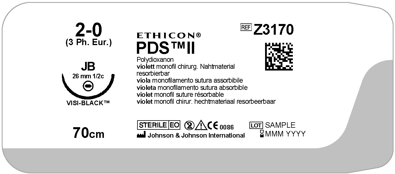 PDS II suture 2-0,  Z3170H, SH VB 70 cm purple
