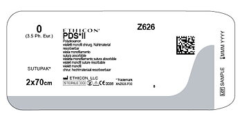 PDS II sutur 0,  Z626E, 2X70 cm purple