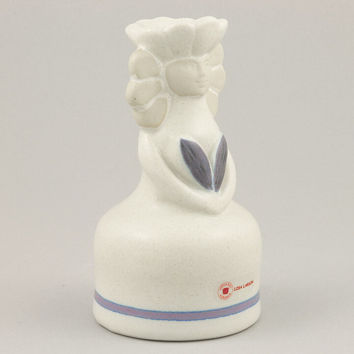 Lisa Larson (1982) Candleholder Girl Lina with Blue Flowers 14 cm