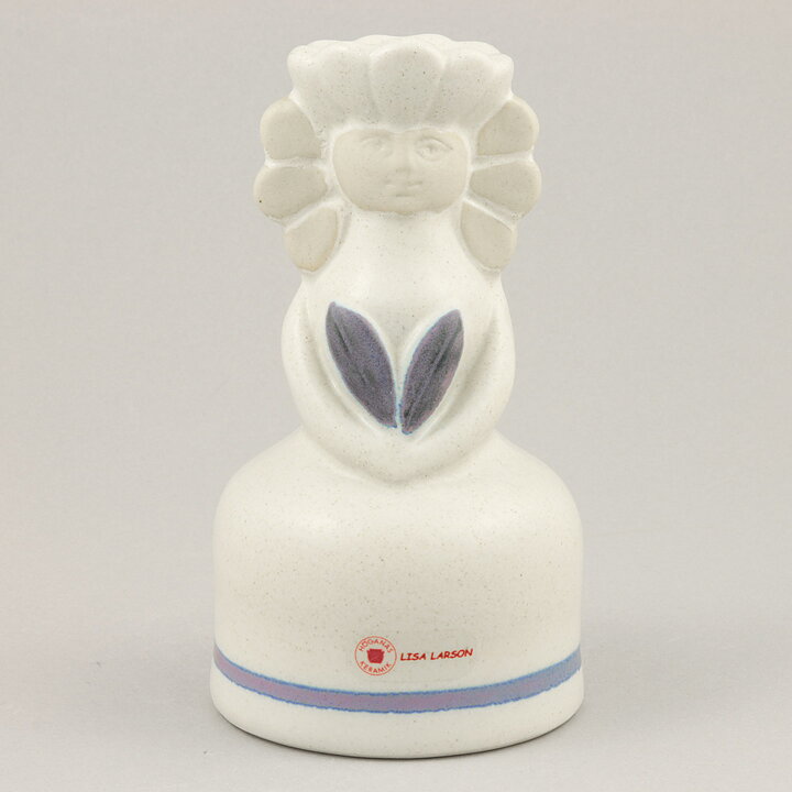Lisa Larson (1982) Candleholder Girl Lina with Blue Flowers 14 cm