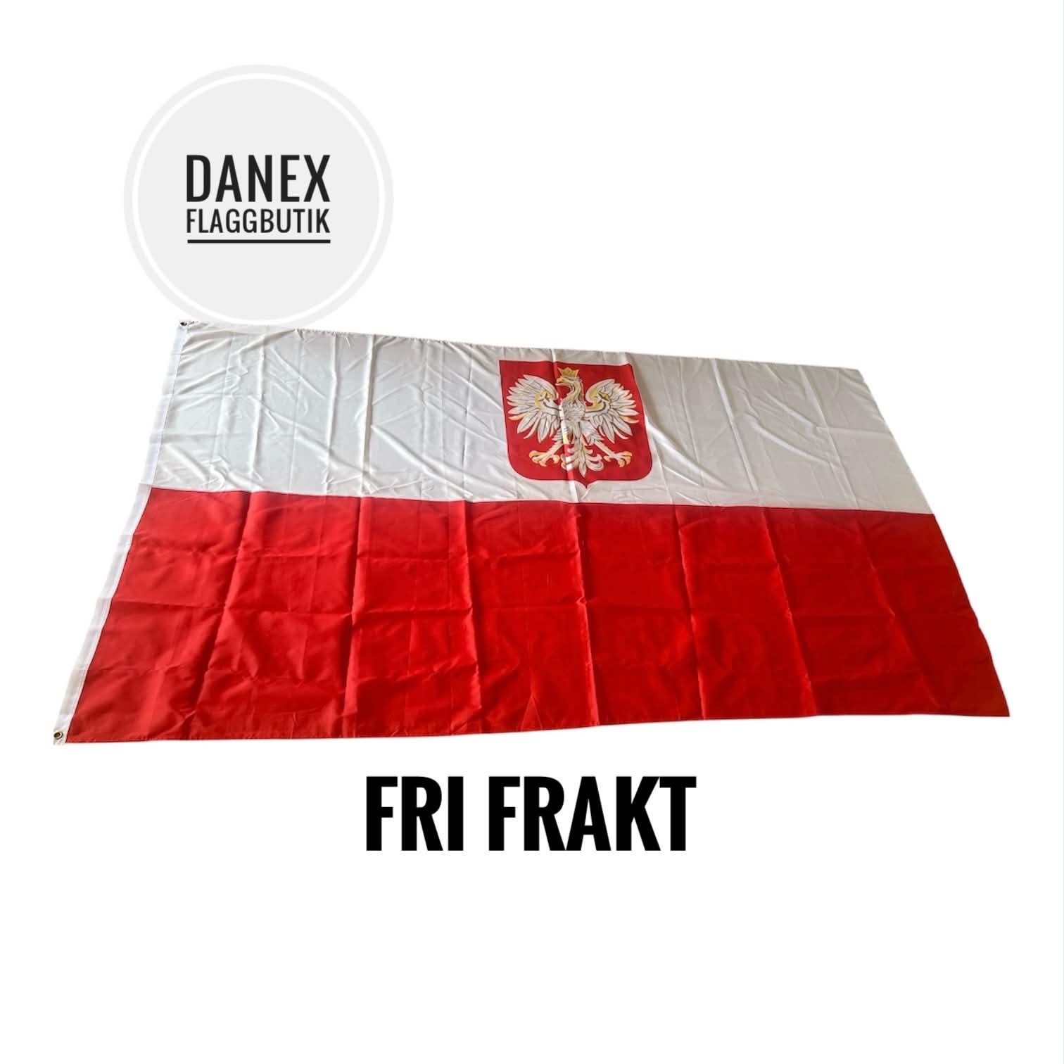 Nationsflagga Polen med örn - STOR 