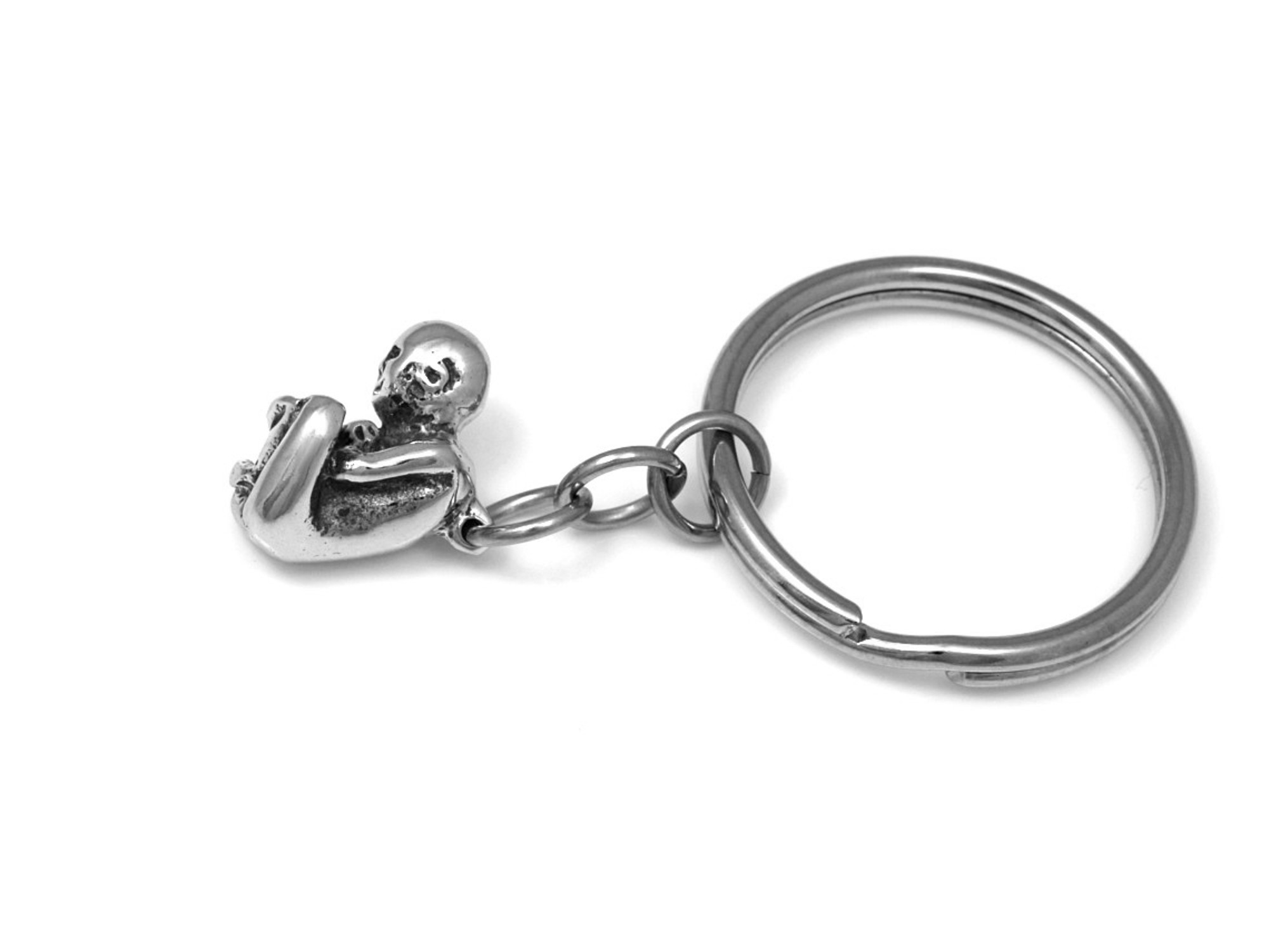 Foster Nyckelring, Graviditet Accessoar, Liten Bebis Nyckelhållare i Tenn och Stål - 4