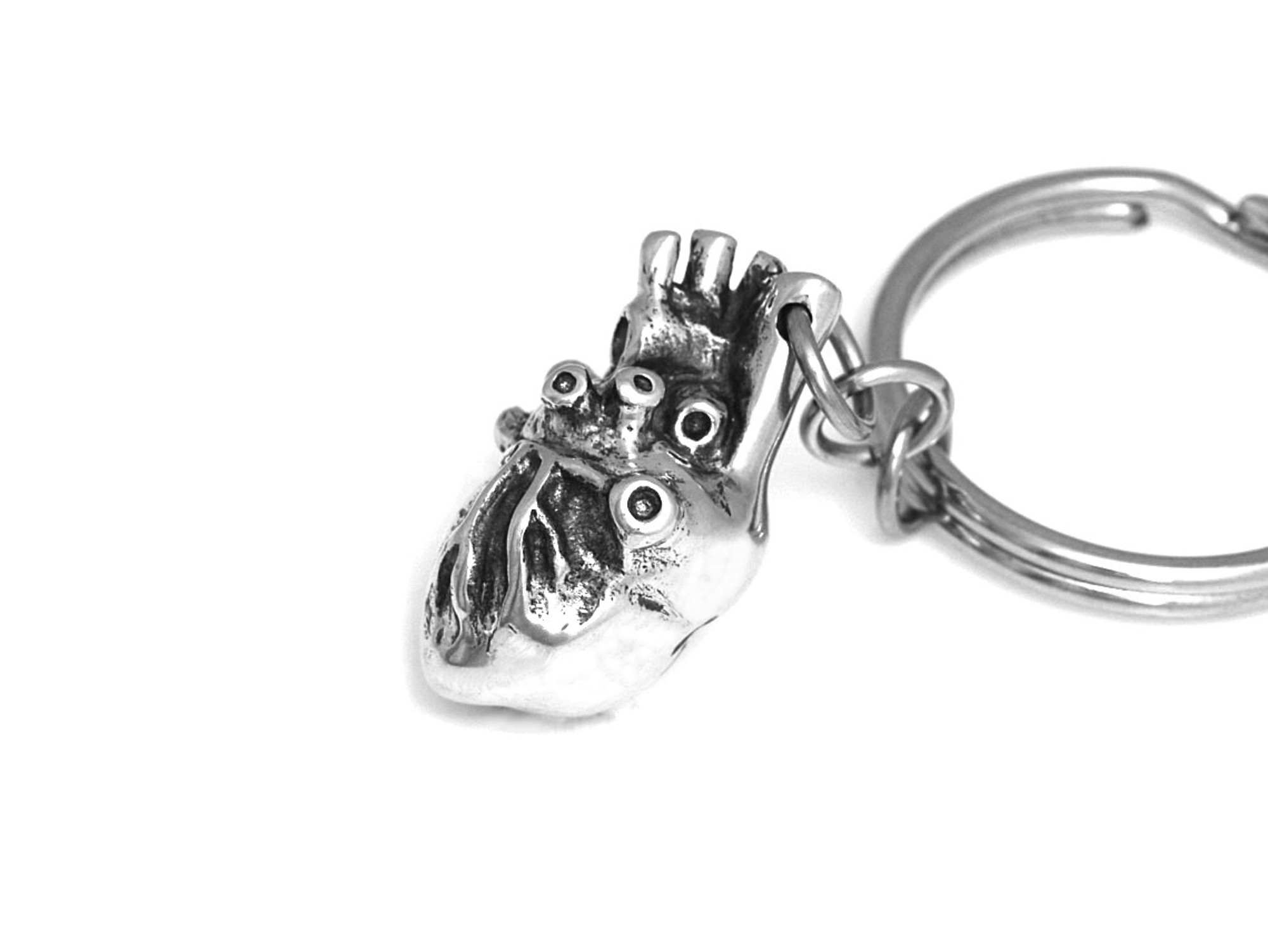 Anatomiskt Hjärta Nyckelring, Kärlek Accessoar, Anatomi Nyckelhållare i Tenn och Stål - 4