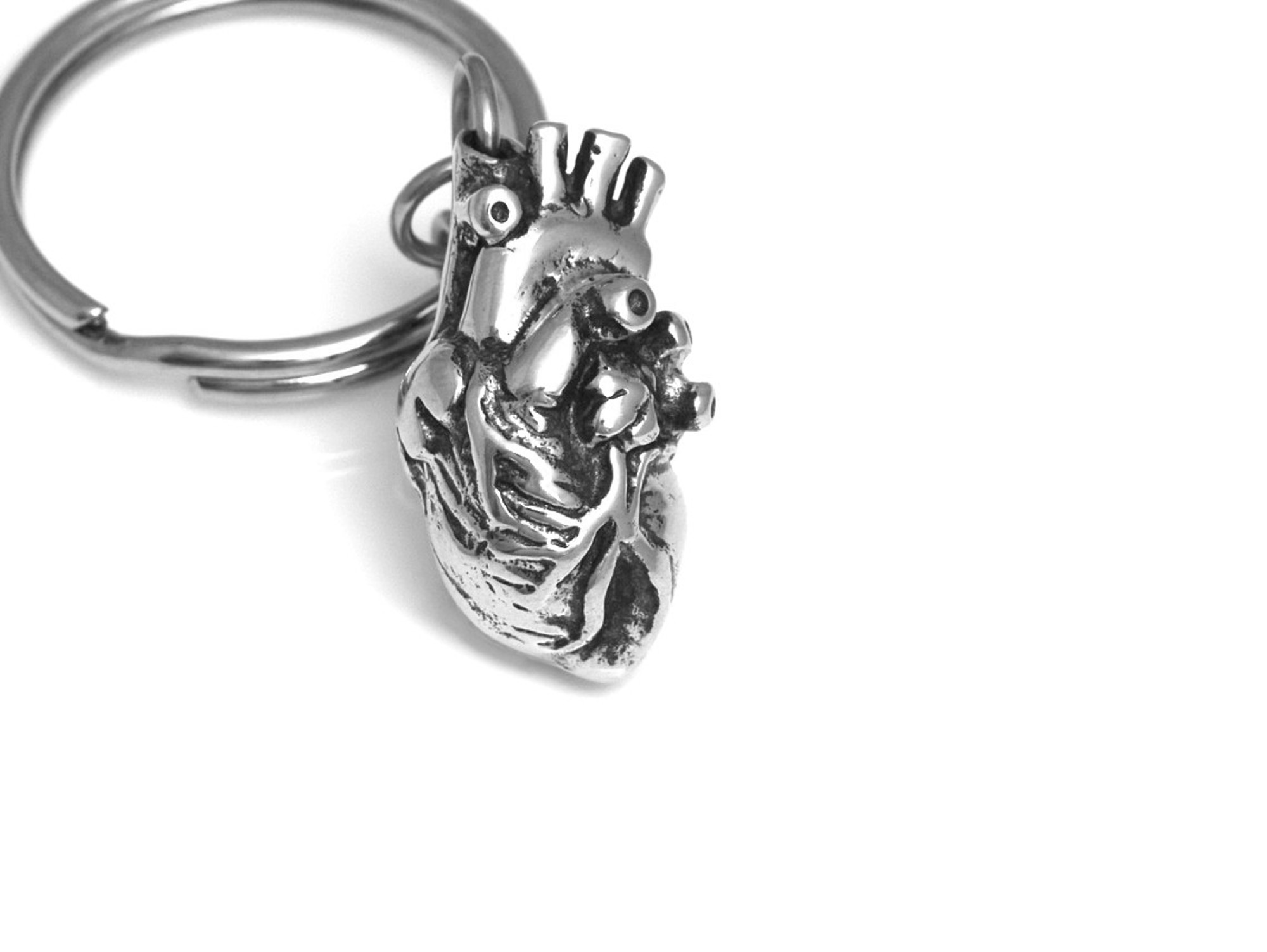 Anatomiskt Hjärta Nyckelring, Kärlek Accessoar, Anatomi Nyckelhållare i Tenn och Stål - 2