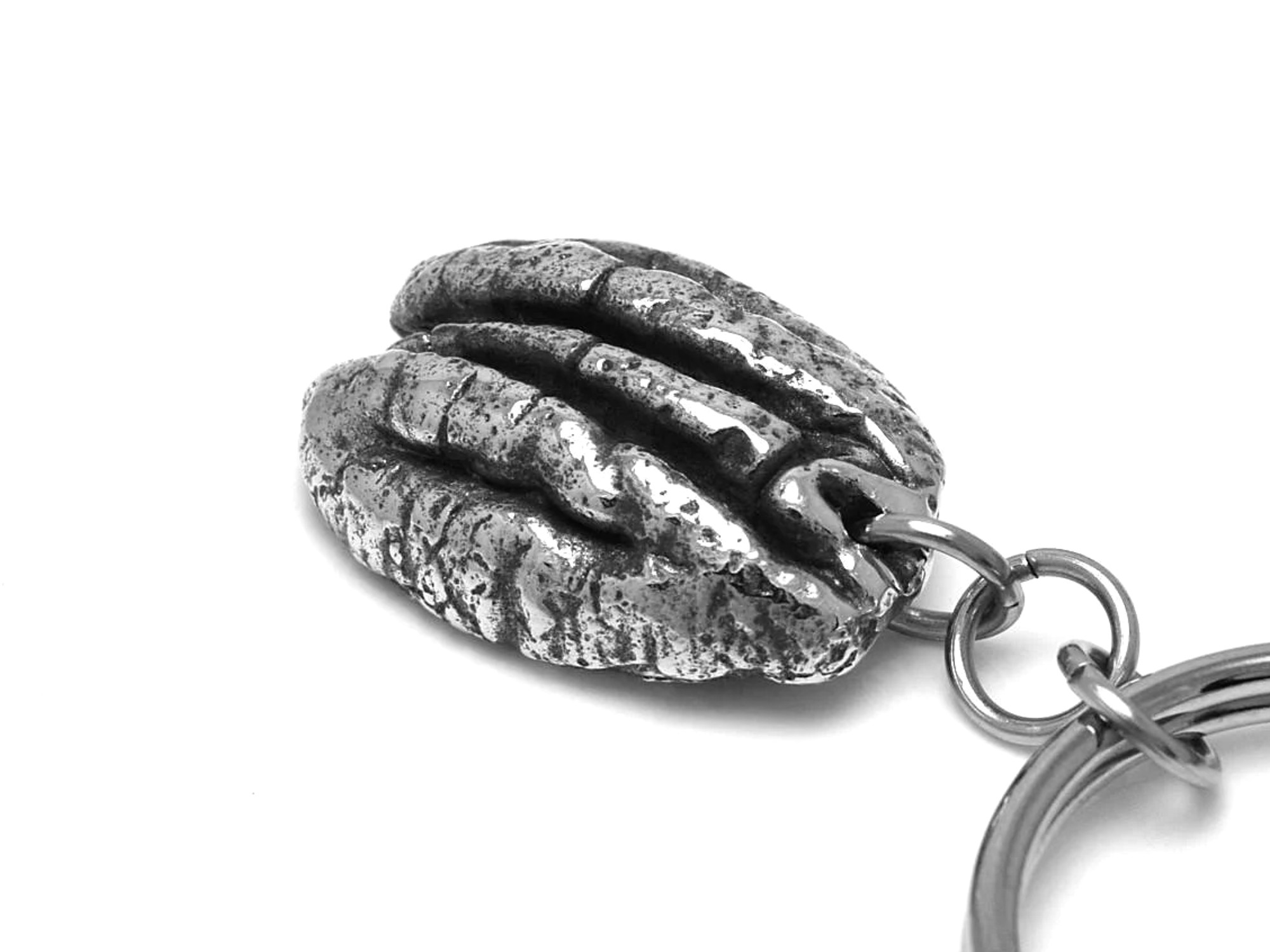 Pecannöt Nyckelring, Nöt Accessoar, Natur Nyckelhållare i Tenn och Stål - 3