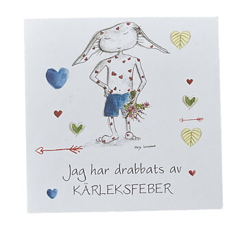 Dubbelvikt Kort - Jag har drabbats av Kärleksfeber - Maja Gullstrand (7x7 cm)