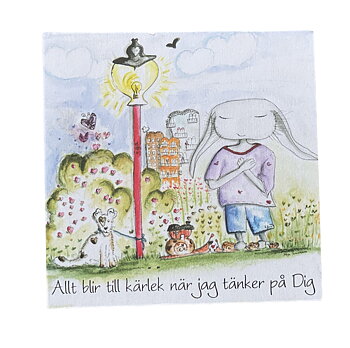 Dubbelvikt Kort - Allt blir till kärlek när jag tänker på dig - Maja Gullstrand (7x7 cm)