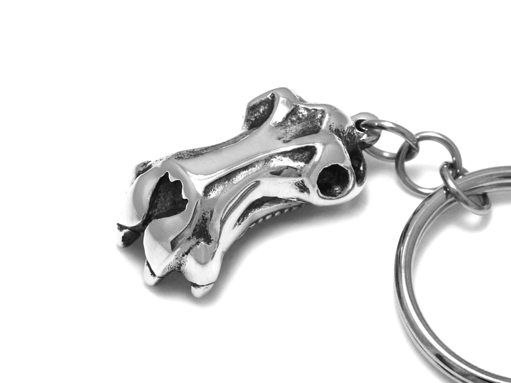 Flodhästskalle Nyckelring, Flodhäst Accessoar, Djurskalle Nyckelhållare i Tenn och Stål - 2
