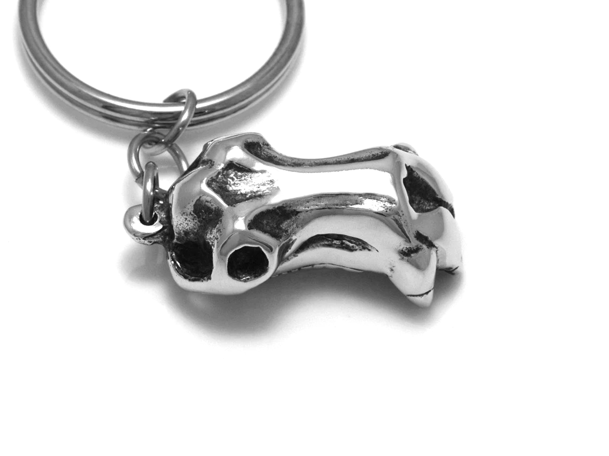Flodhästskalle Nyckelring, Flodhäst Accessoar, Djurskalle Nyckelhållare i Tenn och Stål - 3