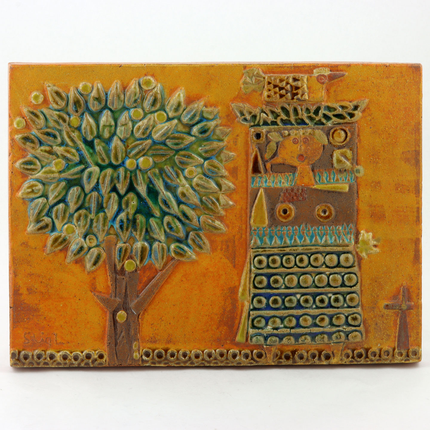 スティグリンドベリ　陶板　3人の女性 スティグリンドベリ陶板3人の女性