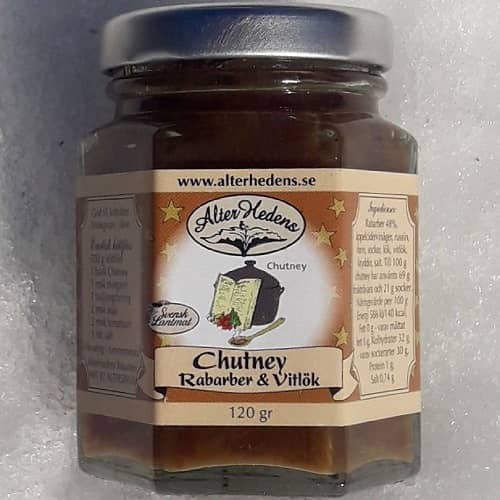AlterHedens Chutney, rabarber & vitlök, 120g, 15st/låda