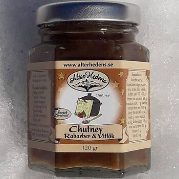 AlterHedens Chutney, rabarber & vitlök, 120g, 15st/låda