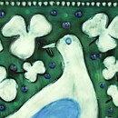 シルヴィア・レウショヴィウス  正方形  鳥の陶板   Wall Plaque   1970年代  18cm