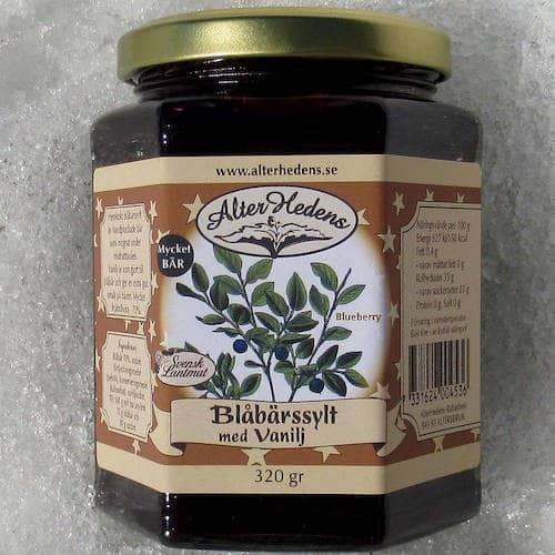 AlterHedens Blåbärssylt med vanilj, 320g, 12st/låda
