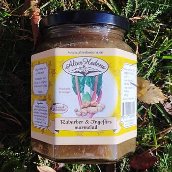 AlterHedens Rabarber & Ingefäramarmelad,  320g, 12st/låda