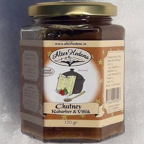 AlterHedens Chutney, rabarber & vitlök,  320g, 12st/låda