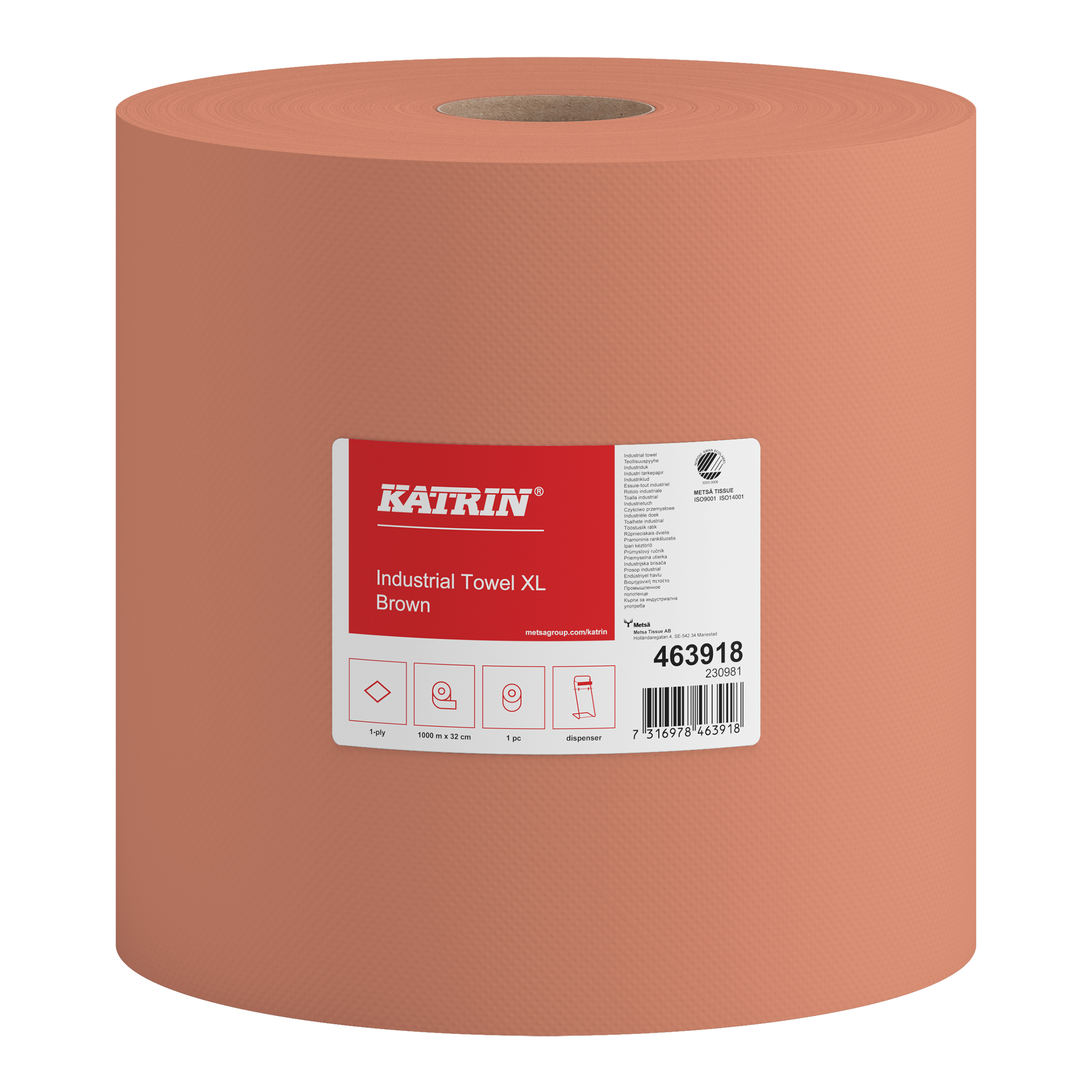 Katrin Industritorkpapper L 1-Lagers, Brun