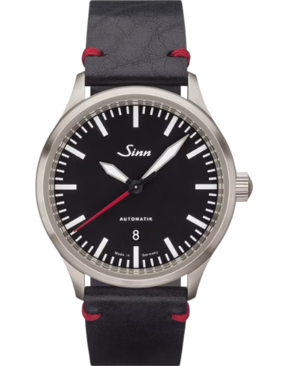836.010 Sinn 836 svart kalvskinn med röda sömmar
