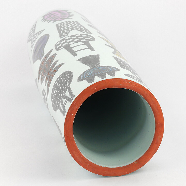 Stig Lindberg (Karneval 1958) Cylinder Vase with Artware Decor 36 cm