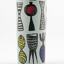 Stig Lindberg (Karneval 1958) Cylinder Vase with Artware Decor 36 cm