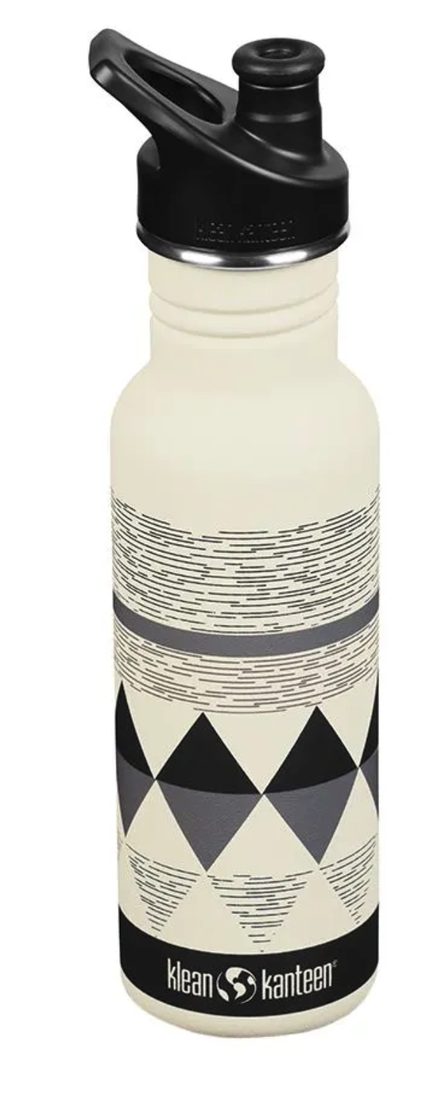 Mustavalkoinen urheilupullo Klean Kanteen