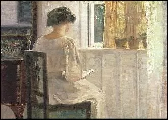 Girl reading in a Sunlit Room, Postcard